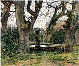 Theodore Robinson Famous Paintings - Italian Landscape with a Fountain